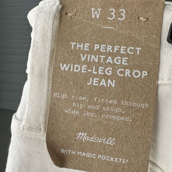 Madewell The Perfect Vintage Wide Leg Crop Tile White Size 33 - Picture 4 of 9